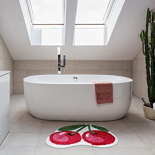 FROZZUR Cherry Bath Mat for Bathroom, Luxury Bathroom Mats Non Slip Cute  Fruit Shaped Absorbent Bathtub Rug Bathroom Tub Plush Shower Rugs Washable  –