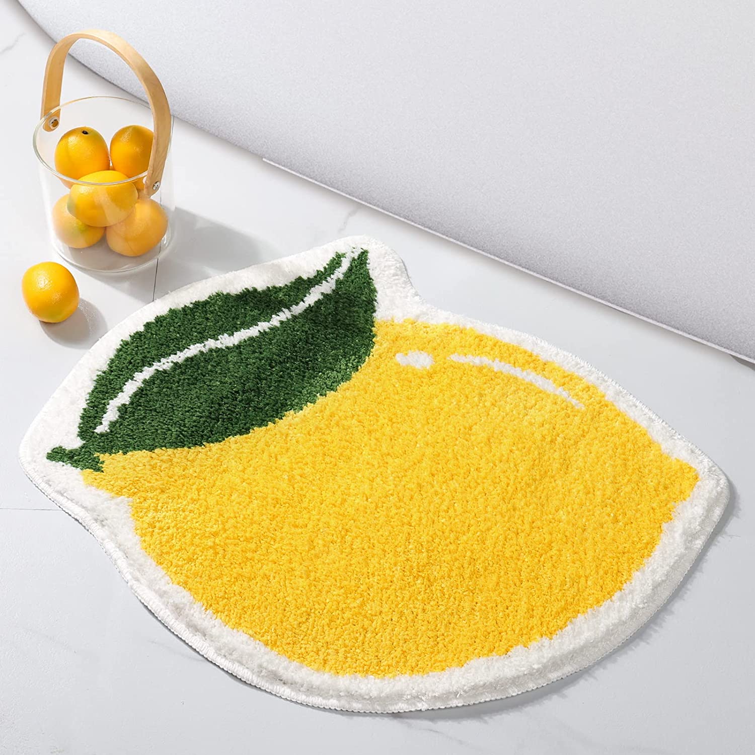 2021, Flocking Fruit Lemon Shape Bathroom Rug Mat Cute Cartoon Bath Mat  Kids Bathroom Decor Non-slip Carpet Absorbent Foot Mat Bathtub Rug  Washable, 4