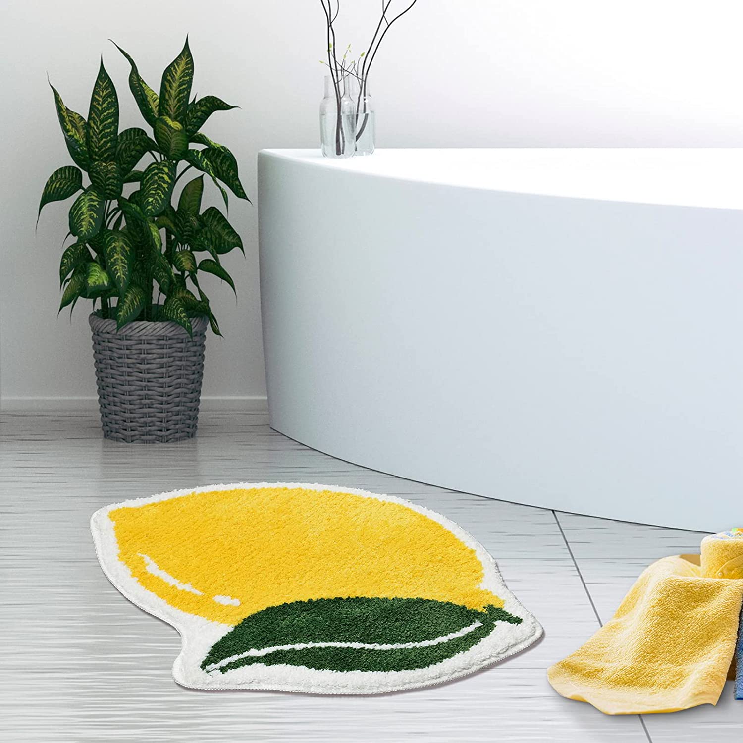 FROZZUR Fruit Lemon Bathroom Rugs Absorbent Non Slip Bath Mats for